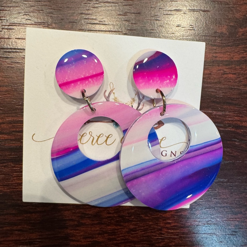 Pink and Purple Gradient Earrings boutique new